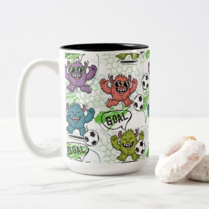 Lustiges Monster-Fußballmuster Zweifarbige Tasse