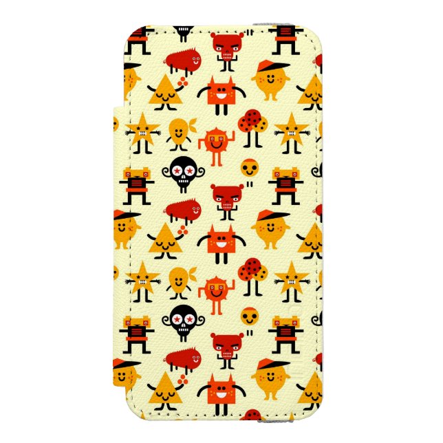 Lustiges Monstermuster Incipio iPhone Geldbeutel-Hülle (Folio Vorderseite)
