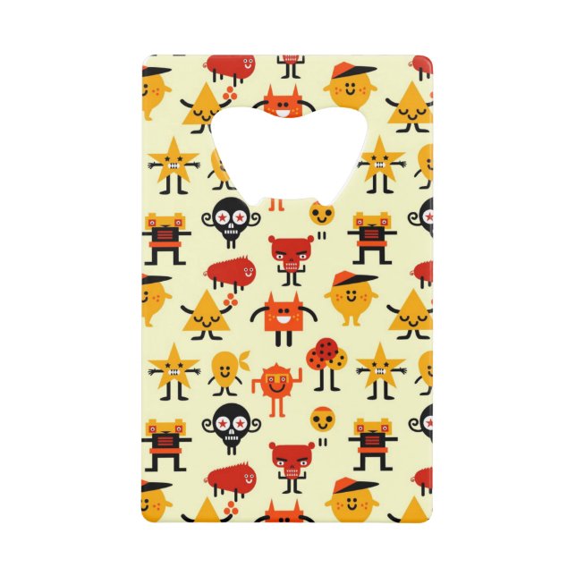 Lustiges Monstermuster Kreditkartenflaschenöffner (Vorderseite)