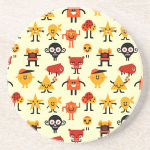 Lustiges Monstermuster Sandstein Untersetzer