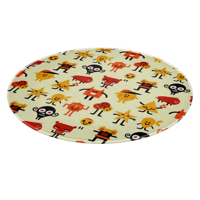 Lustiges Monstermuster Schneidebrett (Ecke)