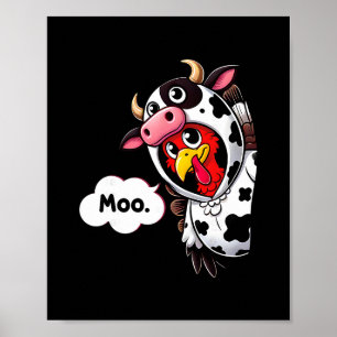 Lustiges Moo Truthahn Kuh Kostüm Thanksgiving Männ Poster