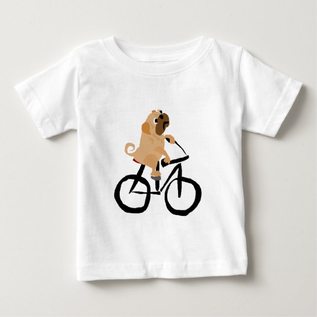 Lustiges Mops-Welpen-Hundereitfahrrad Baby T-shirt (Vorderseite)