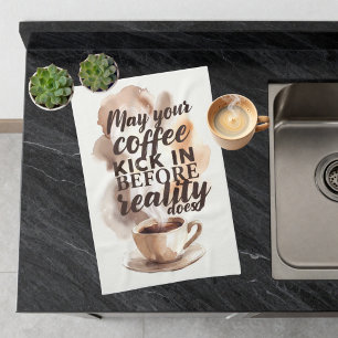 Lustiges morgendliches Kaffee-Liebhaber-Inspiratio Geschirrtuch