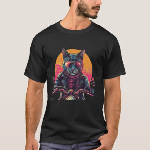Lustiges Motorrad Katzenkostüm mit Sonnenbrille T-Shirt