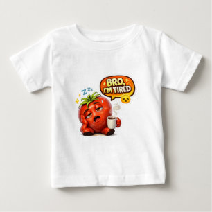 Lustiges Müdes Tomaten-Bro Ich Bin Müde Niedliches Baby T-shirt