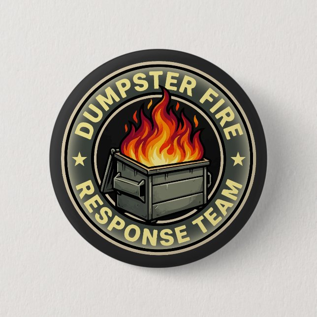 Lustiges Müllcontainer-Feuer-Reaktionsteam  Button (Vorderseite)