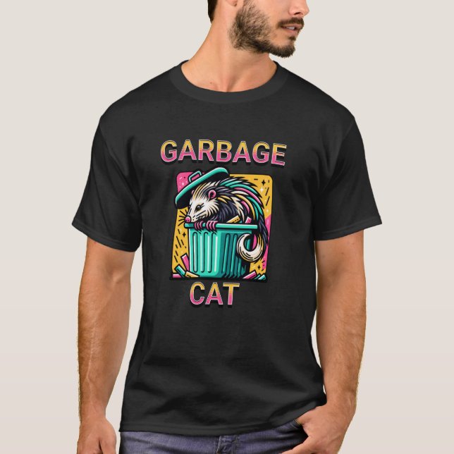 Lustiges Müllkatze-Opossum-Design T-Shirt (Vorderseite)