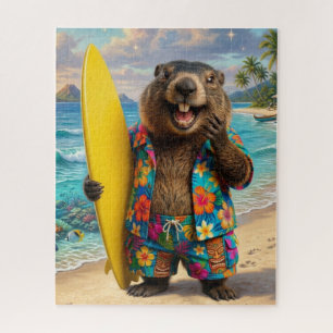 Lustiges Murmeltier beim Surfen Puzzle