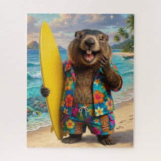 Lustiges Murmeltier beim Surfen Puzzle