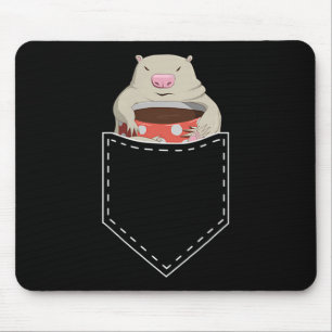 Lustiges Murmeltier im Taschen-Shirt Retro-Kaffeel Mousepad