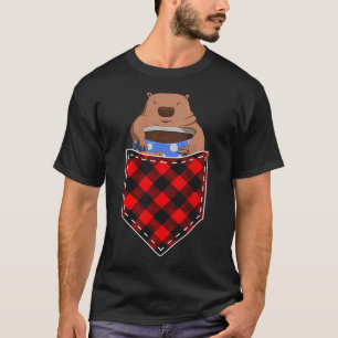 Lustiges Murmeltier in der Tasche Rot kariert Kaff T-Shirt