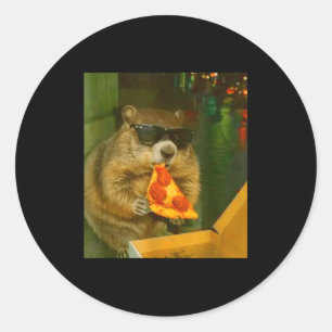 Lustiges Murmeltier Woodchuck beim Pizzaessen Nage Runder Aufkleber