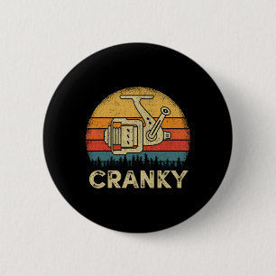 Lustiges mürrisches Angelrollenshirt Humor Fischer Button
