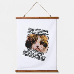 Lustiges mürrisches Katzen-Meme für Katzen- und Kä Wandteppich Mit Holzrahmen