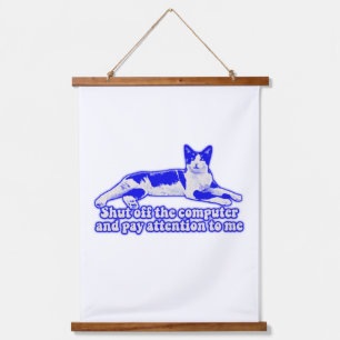 Lustiges mürrisches Katzen-Meme für Katzenbesitzer Wandteppich Mit Holzrahmen