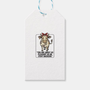 Lustiges mürrisches Patchwork-Kuh-Vintage-T-Shirt- Geschenkanhänger
