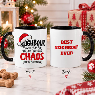 Lustiges Nachbarschafts-Weihnachtsgeschenk mit hum Tasse