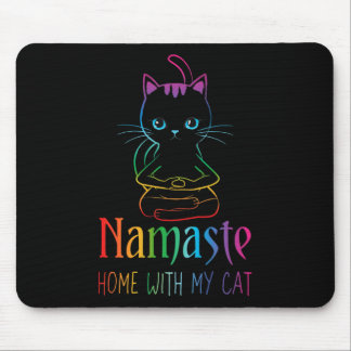 Lustiges Namaste Zuhause Mit Meiner Katze Namastay Mousepad