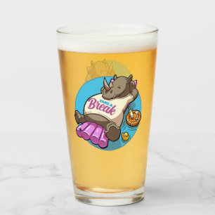 Lustiges Nashorn Take A Break Pool Party Cartoon Glas