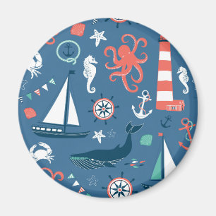 Lustiges nautisches Grafikmuster Magnet