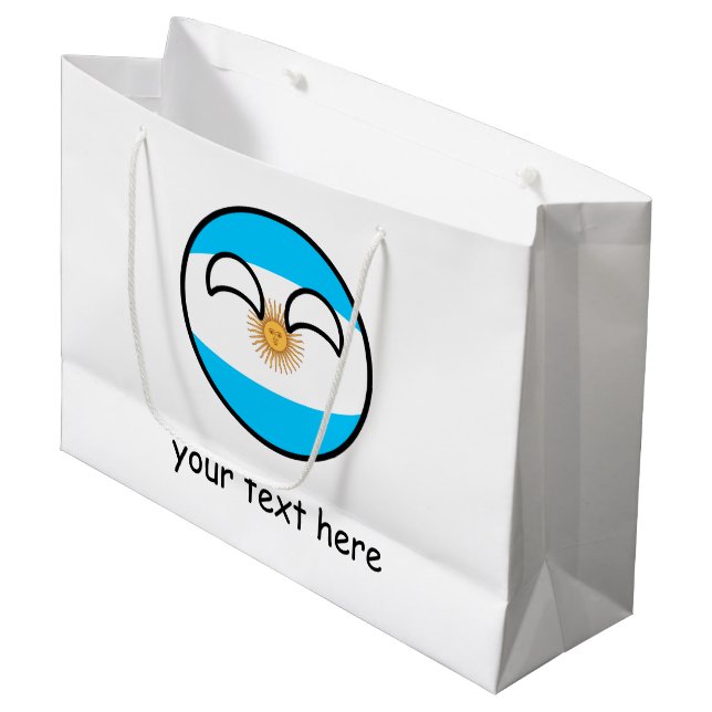 Lustiges neigendes Geeky Argentinien Countryball Große Geschenktüte (Vorderseite Schrägansicht)