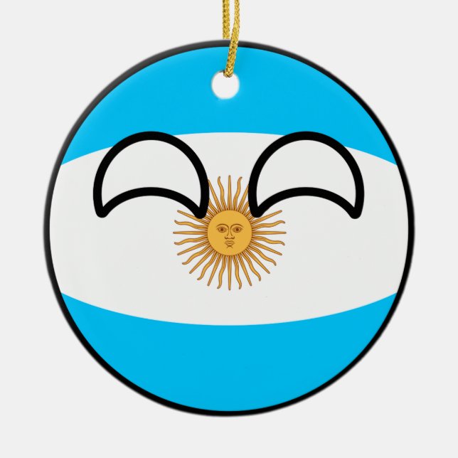 Lustiges neigendes Geeky Argentinien Countryball Keramik Ornament (Vorne)