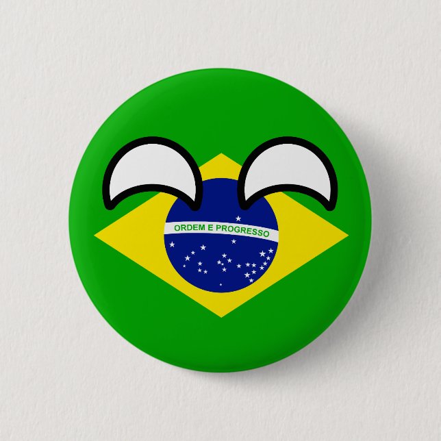 Lustiges neigendes Geeky Brasilien Countryball Button (Vorderseite)