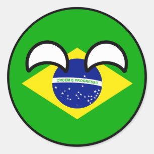 Lustiges neigendes Geeky Brasilien Countryball Runder Aufkleber