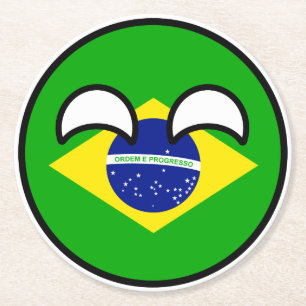 Lustiges neigendes Geeky Brasilien Countryball Runder Pappuntersetzer