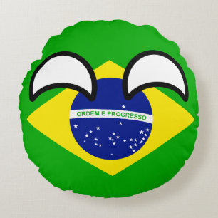 Lustiges neigendes Geeky Brasilien Countryball Rundes Kissen