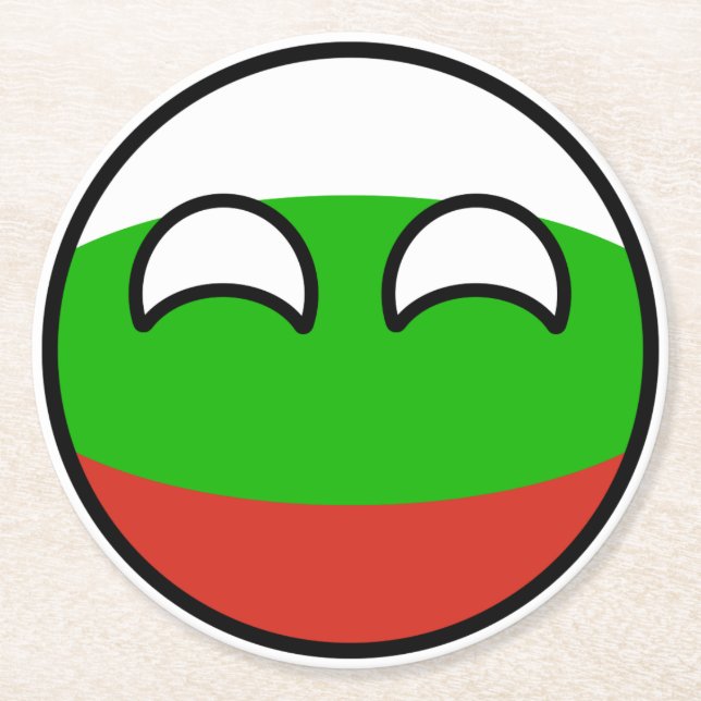 Lustiges neigendes Geeky Bulgarien Countryball Runder Pappuntersetzer (Vorderseite)