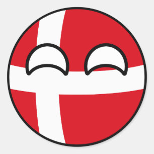Lustiges neigendes Geeky Dänemark Countryball Runder Aufkleber