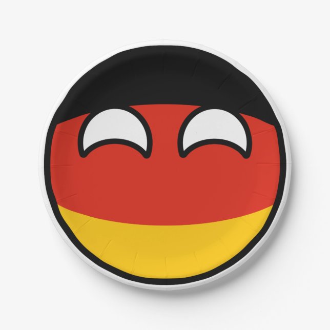 Lustiges neigendes Geeky Deutschland Countryball Pappteller (Vorderseite)