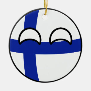 Lustiges neigendes Geeky Finnland Countryball Keramik Ornament