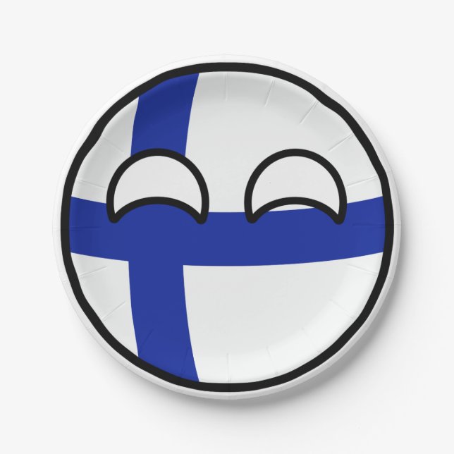 Lustiges neigendes Geeky Finnland Countryball Pappteller (Vorderseite)