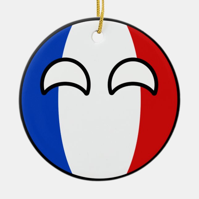 Lustiges neigendes Geeky Frankreich Countryball Keramik Ornament (Vorne)