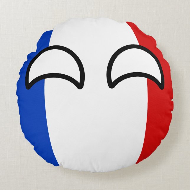 Lustiges neigendes Geeky Frankreich Countryball Rundes Kissen (Vorderseite)