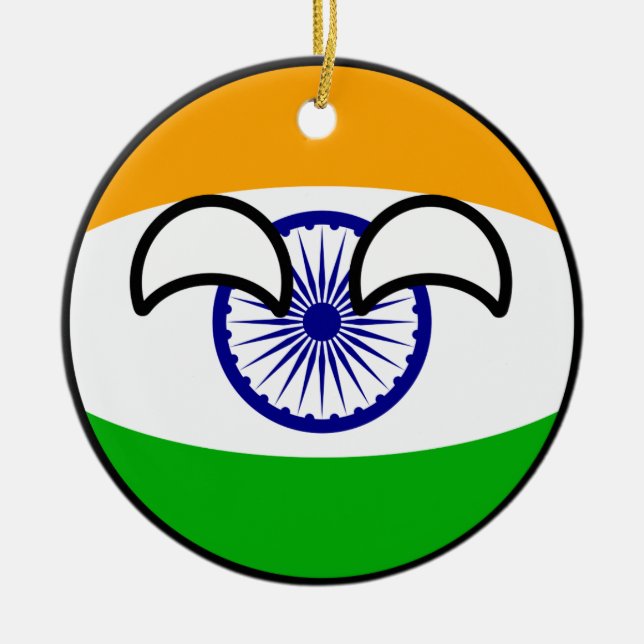 Lustiges neigendes Geeky Indien Countryball Keramikornament (Vorne)