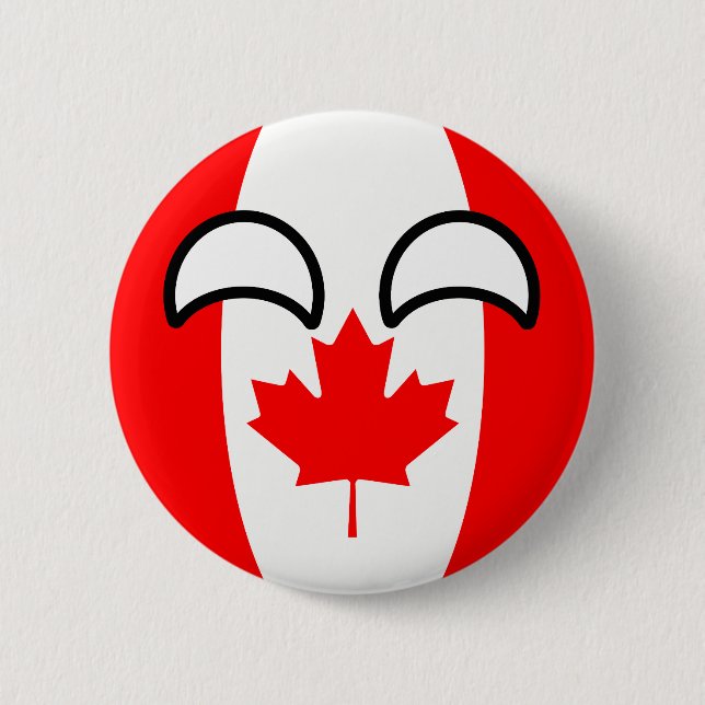 Lustiges neigendes Geeky Kanada Countryball Button (Vorderseite)