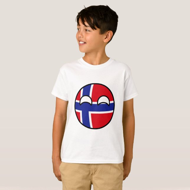 Lustiges neigendes Geeky Norwegen Countryball T-Shirt (Vorne ganz)