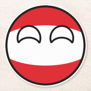 Lustiges neigendes Geeky Österreich Countryball Runder Pappuntersetzer