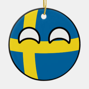 Lustiges neigendes Geeky Schweden Countryball Keramikornament