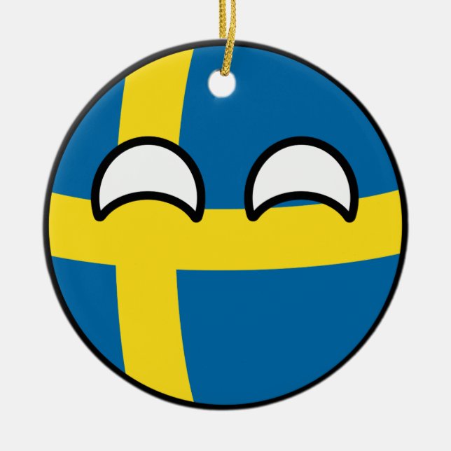Lustiges neigendes Geeky Schweden Countryball Keramikornament (Vorne)