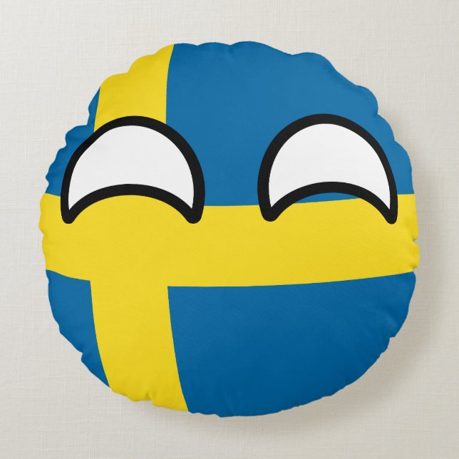 Lustiges neigendes Geeky Schweden Countryball Rundes Kissen (Vorderseite)