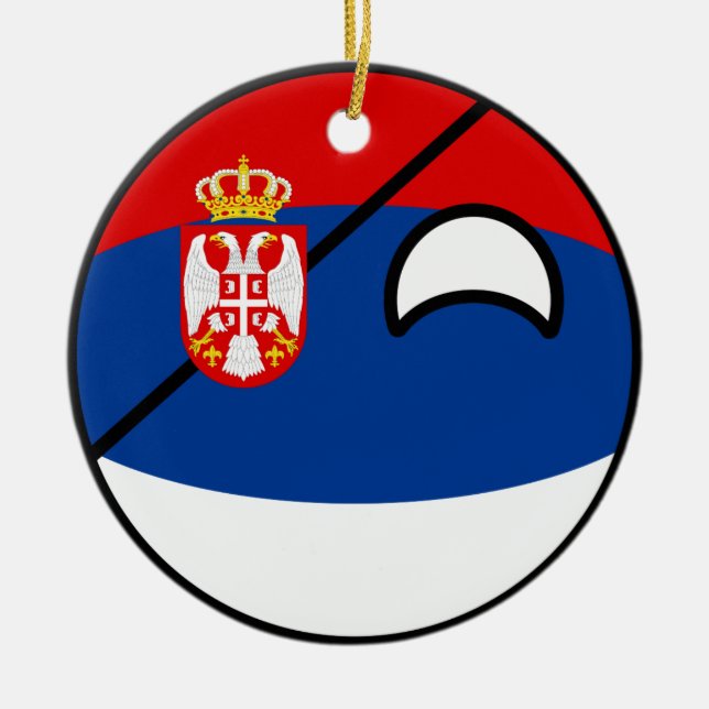 Lustiges neigendes Geeky Serbien Countryball Keramik Ornament (Vorne)