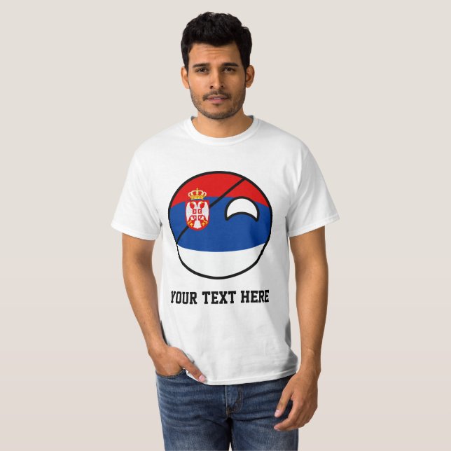 Lustiges neigendes Geeky Serbien Countryball T-Shirt (Vorne ganz)