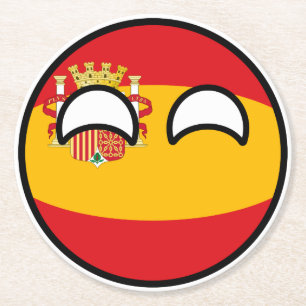 Lustiges neigendes Geeky Spanien Countryball Runder Pappuntersetzer