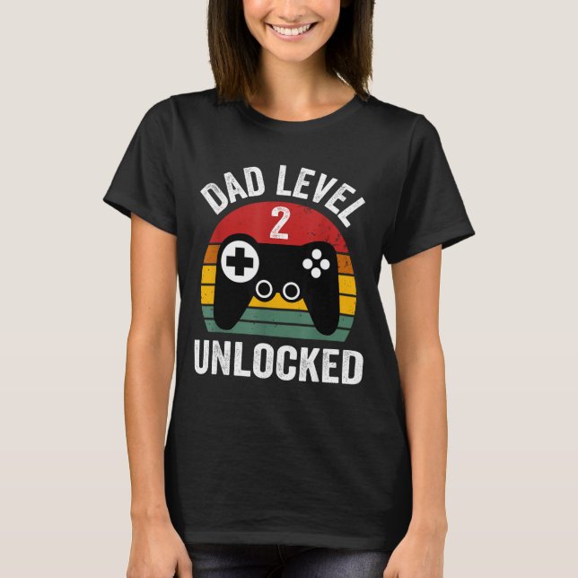 Lustiges Neues Vater-Shirt Vater Level 2 Freigesch T-Shirt (Vorderseite)