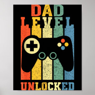 Lustiges Neues Vatershirt Vater-Level freigeschalt Poster